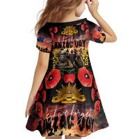 Australia ANZAC Day Kid Short Sleeve Dress Kangaroo and Koala Soldier - Forever in My Thoughts
