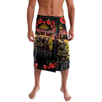 Australia ANZAC Day Lavalava Kangaroo and Koala Soldier - Forever in My Thoughts LT03 Black - Polynesian Pride