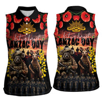 Australia ANZAC Day Women Sleeveless Polo Shirt Kangaroo and Koala Soldier - Forever in My Thoughts LT03 - Polynesian Pride