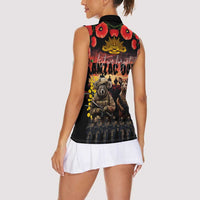 Australia ANZAC Day Women Sleeveless Polo Shirt Kangaroo and Koala Soldier - Forever in My Thoughts LT03 - Polynesian Pride