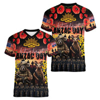 Australia ANZAC Day Women V-Neck T-Shirt Kangaroo and Koala Soldier - Forever in My Thoughts LT03 - Polynesian Pride