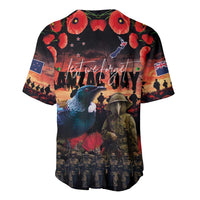 New Zealand ANZAC Day Baseball Jersey Tui Bird and Kiwi Bird Soldier - Forever in My Thoughts LT03 - Polynesian Pride