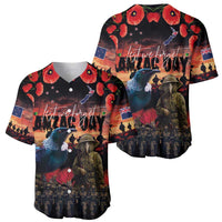 New Zealand ANZAC Day Baseball Jersey Tui Bird and Kiwi Bird Soldier - Forever in My Thoughts LT03 - Polynesian Pride