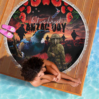New Zealand ANZAC Day Beach Blanket Tui Bird and Kiwi Bird Soldier - Forever in My Thoughts LT03 - Polynesian Pride