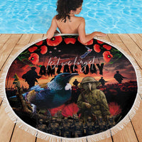 New Zealand ANZAC Day Beach Blanket Tui Bird and Kiwi Bird Soldier - Forever in My Thoughts LT03 - Polynesian Pride