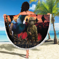New Zealand ANZAC Day Beach Blanket Tui Bird and Kiwi Bird Soldier - Forever in My Thoughts LT03 - Polynesian Pride