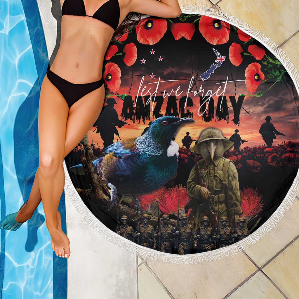 New Zealand ANZAC Day Beach Blanket Tui Bird and Kiwi Bird Soldier - Forever in My Thoughts LT03 - Polynesian Pride