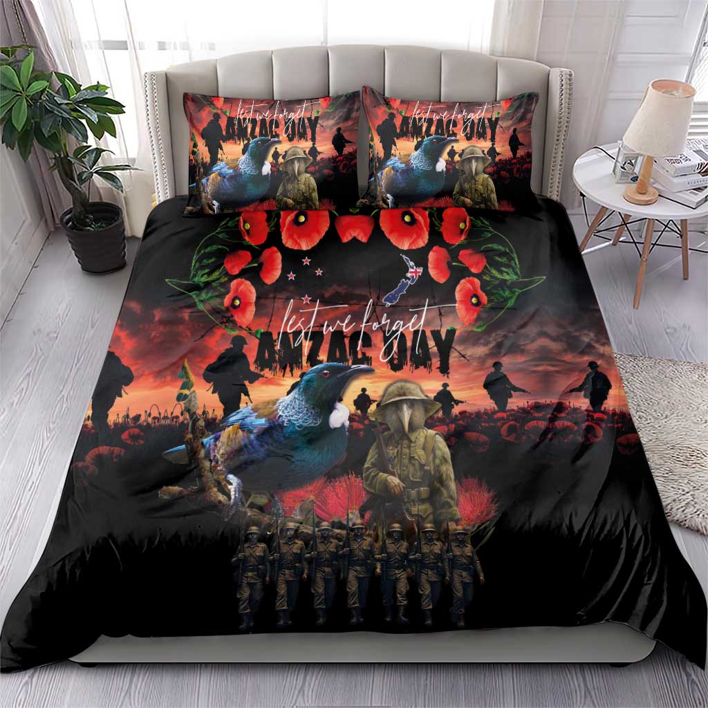 New Zealand ANZAC Day Bedding Set Tui Bird and Kiwi Bird Soldier - Forever in My Thoughts LT03 - Polynesian Pride
