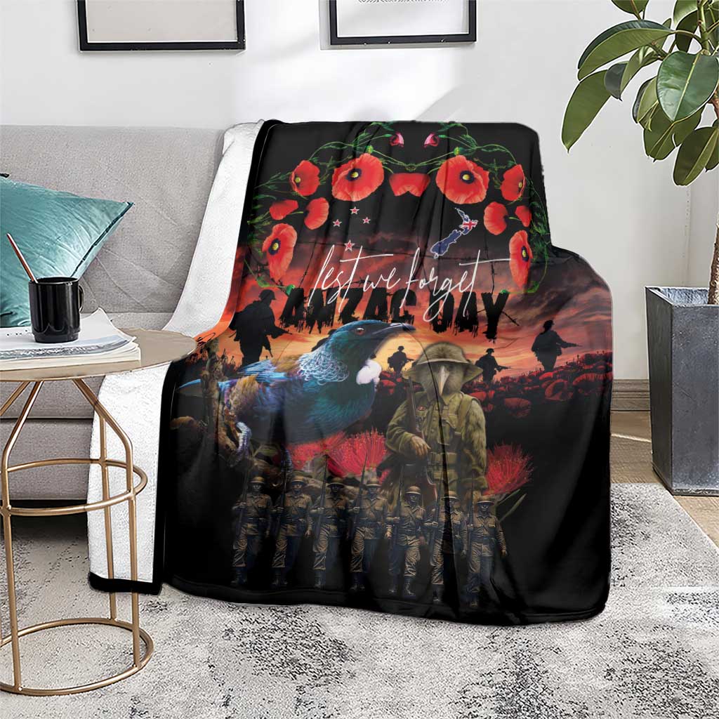 New Zealand ANZAC Day Blanket Tui Bird and Kiwi Bird Soldier - Forever in My Thoughts LT03 - Polynesian Pride