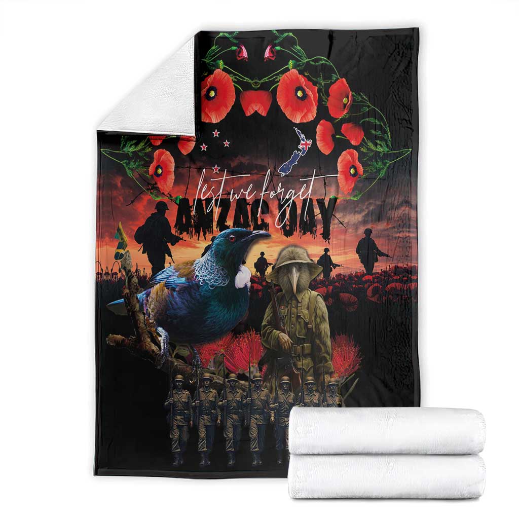 New Zealand ANZAC Day Blanket Tui Bird and Kiwi Bird Soldier - Forever in My Thoughts LT03 - Polynesian Pride