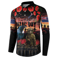 New Zealand ANZAC Day Button Sweatshirt Tui Bird and Kiwi Bird Soldier - Forever in My Thoughts LT03 - Polynesian Pride