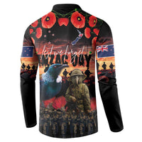 New Zealand ANZAC Day Button Sweatshirt Tui Bird and Kiwi Bird Soldier - Forever in My Thoughts LT03 - Polynesian Pride