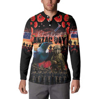 New Zealand ANZAC Day Button Sweatshirt Tui Bird and Kiwi Bird Soldier - Forever in My Thoughts LT03 - Polynesian Pride
