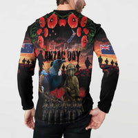 New Zealand ANZAC Day Button Sweatshirt Tui Bird and Kiwi Bird Soldier - Forever in My Thoughts LT03 - Polynesian Pride