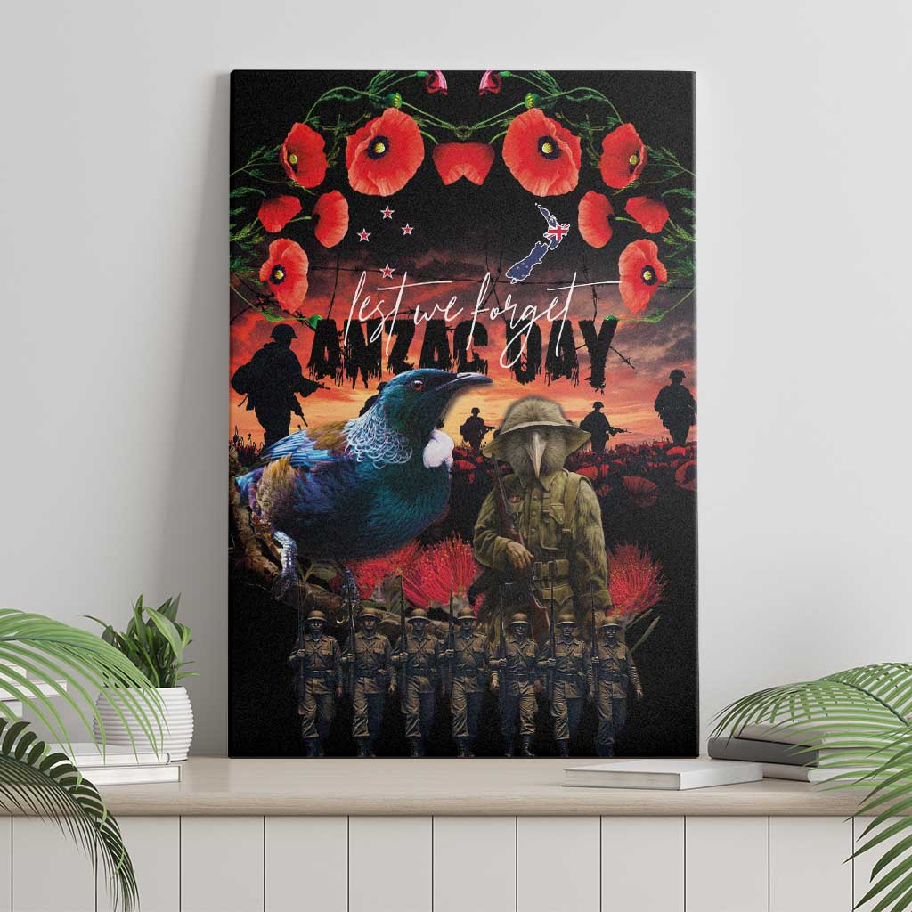 New Zealand ANZAC Day Canvas Wall Art Tui Bird and Kiwi Bird Soldier - Forever in My Thoughts LT03 - Polynesian Pride