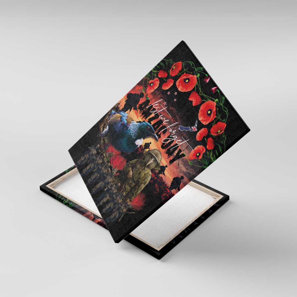 New Zealand ANZAC Day Canvas Wall Art Tui Bird and Kiwi Bird Soldier - Forever in My Thoughts LT03 With Frame Black - Polynesian Pride
