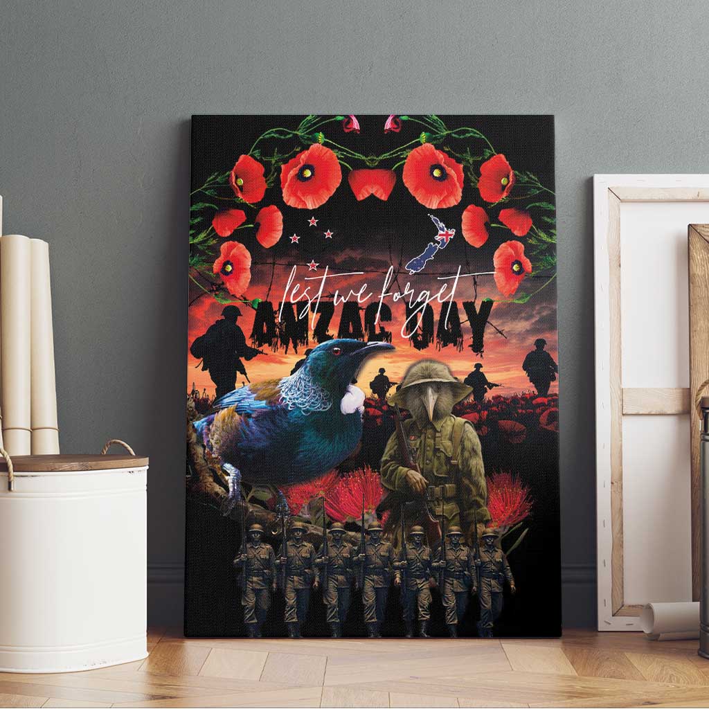 New Zealand ANZAC Day Canvas Wall Art Tui Bird and Kiwi Bird Soldier - Forever in My Thoughts LT03 - Polynesian Pride