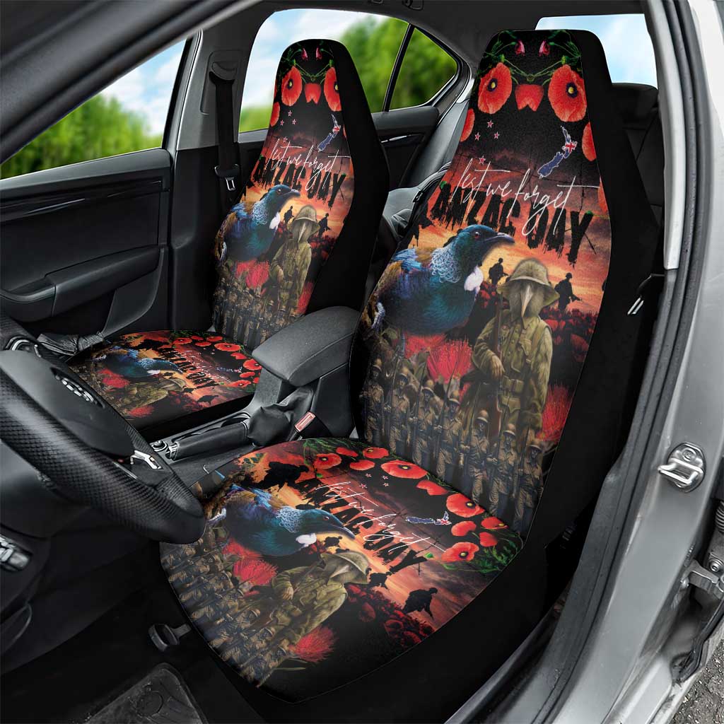 New Zealand ANZAC Day Car Seat Cover Tui Bird and Kiwi Bird Soldier - Forever in My Thoughts LT03 - Polynesian Pride