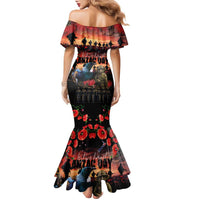 New Zealand ANZAC Day Family Matching Mermaid Dress and Hawaiian Shirt Tui Bird and Kiwi Bird Soldier - Forever in My Thoughts LT03 - Polynesian Pride