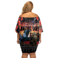 New Zealand ANZAC Day Family Matching Off Shoulder Short Dress and Hawaiian Shirt Tui Bird and Kiwi Bird Soldier - Forever in My Thoughts LT03 - Polynesian Pride