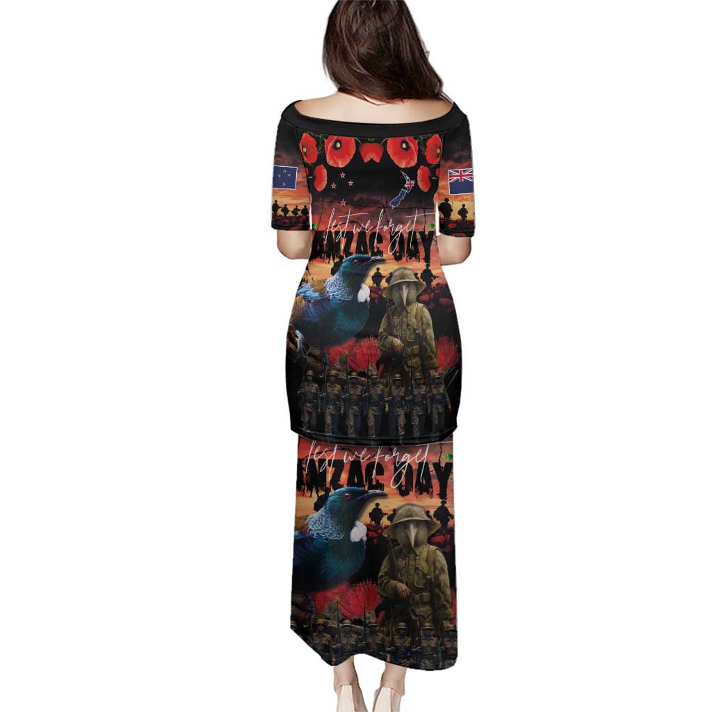New Zealand ANZAC Day Family Matching Puletasi and Hawaiian Shirt Tui Bird and Kiwi Bird Soldier - Forever in My Thoughts LT03 - Polynesian Pride