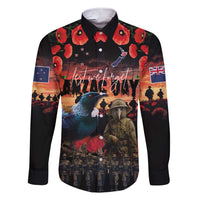 New Zealand ANZAC Day Family Matching Short Sleeve Bodycon Dress and Hawaiian Shirt Tui Bird and Kiwi Bird Soldier - Forever in My Thoughts LT03 Dad's Shirt - Long Sleeve Black - Polynesian Pride