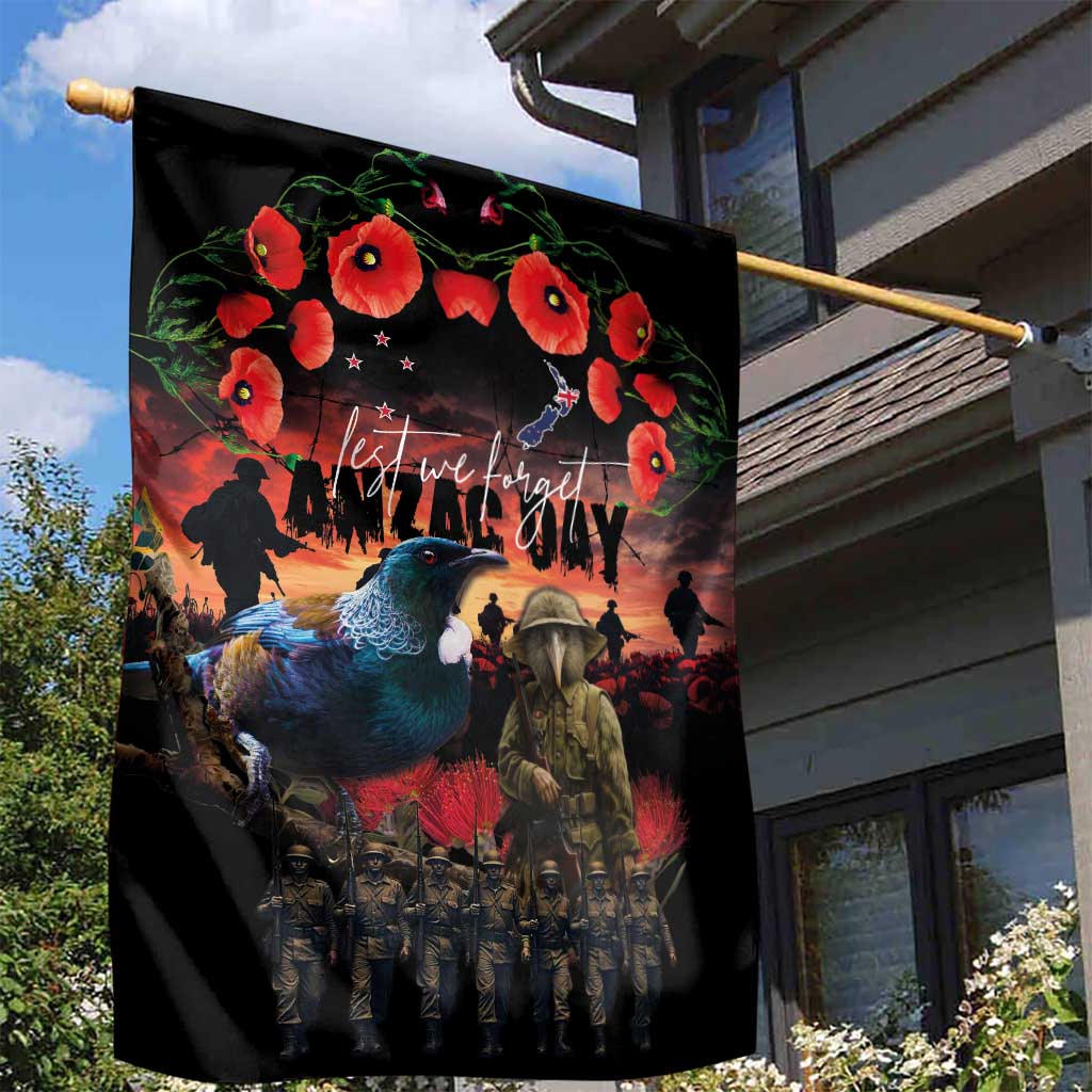New Zealand ANZAC Day Garden Flag Tui Bird and Kiwi Bird Soldier - Forever in My Thoughts LT03 - Polynesian Pride