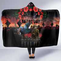New Zealand ANZAC Day Hooded Blanket Tui Bird and Kiwi Bird Soldier - Forever in My Thoughts LT03 One Size Black - Polynesian Pride