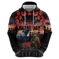 New Zealand ANZAC Day Hoodie Tui Bird and Kiwi Bird Soldier - Forever in My Thoughts LT03 - Polynesian Pride