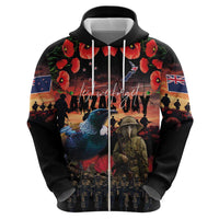 New Zealand ANZAC Day Hoodie Tui Bird and Kiwi Bird Soldier - Forever in My Thoughts LT03 - Polynesian Pride