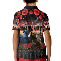 New Zealand ANZAC Day Kid Polo Shirt Tui Bird and Kiwi Bird Soldier - Forever in My Thoughts LT03 - Polynesian Pride