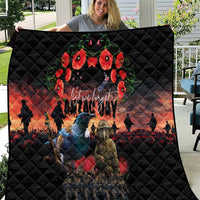 New Zealand ANZAC Day Quilt Tui Bird and Kiwi Bird Soldier - Forever in My Thoughts LT03 Black - Polynesian Pride