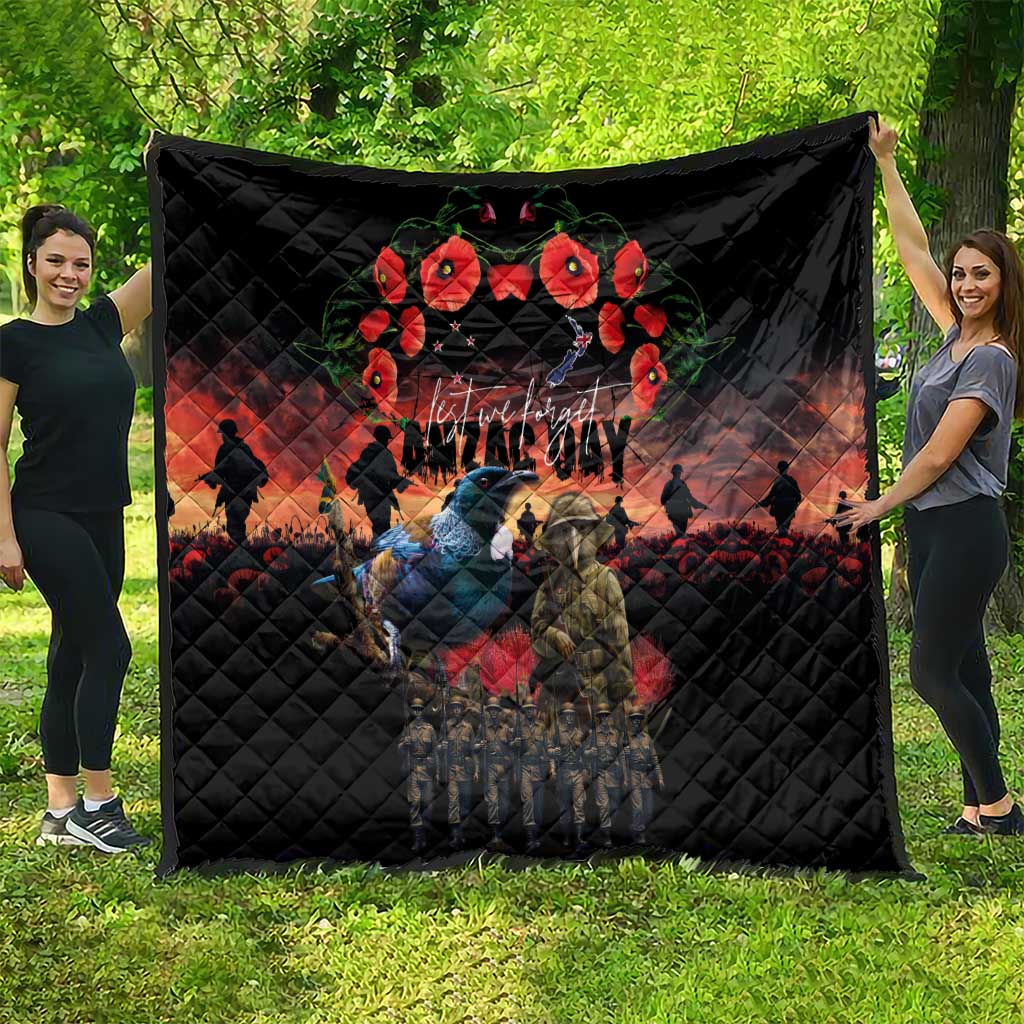 New Zealand ANZAC Day Quilt Tui Bird and Kiwi Bird Soldier - Forever in My Thoughts LT03 - Polynesian Pride