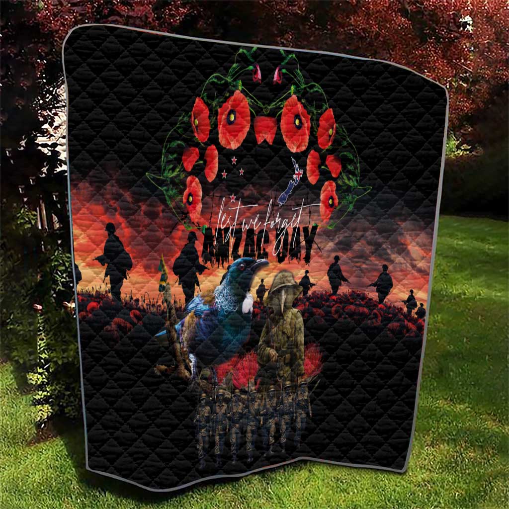New Zealand ANZAC Day Quilt Tui Bird and Kiwi Bird Soldier - Forever in My Thoughts LT03 - Polynesian Pride