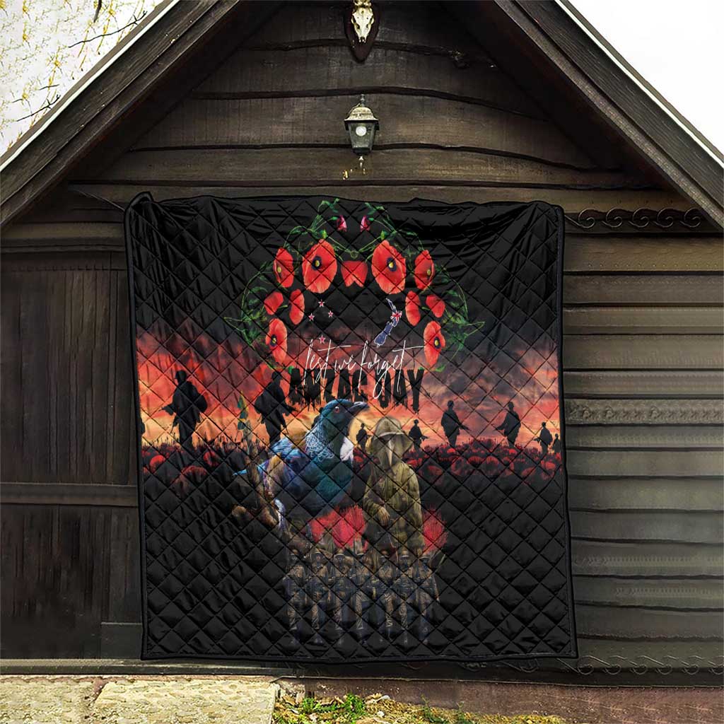 New Zealand ANZAC Day Quilt Tui Bird and Kiwi Bird Soldier - Forever in My Thoughts LT03 - Polynesian Pride