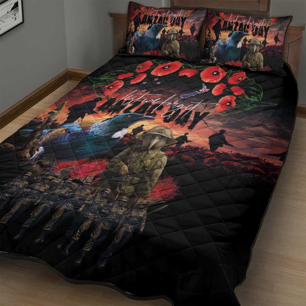 New Zealand ANZAC Day Quilt Bed Set Tui Bird and Kiwi Bird Soldier - Forever in My Thoughts LT03 - Polynesian Pride
