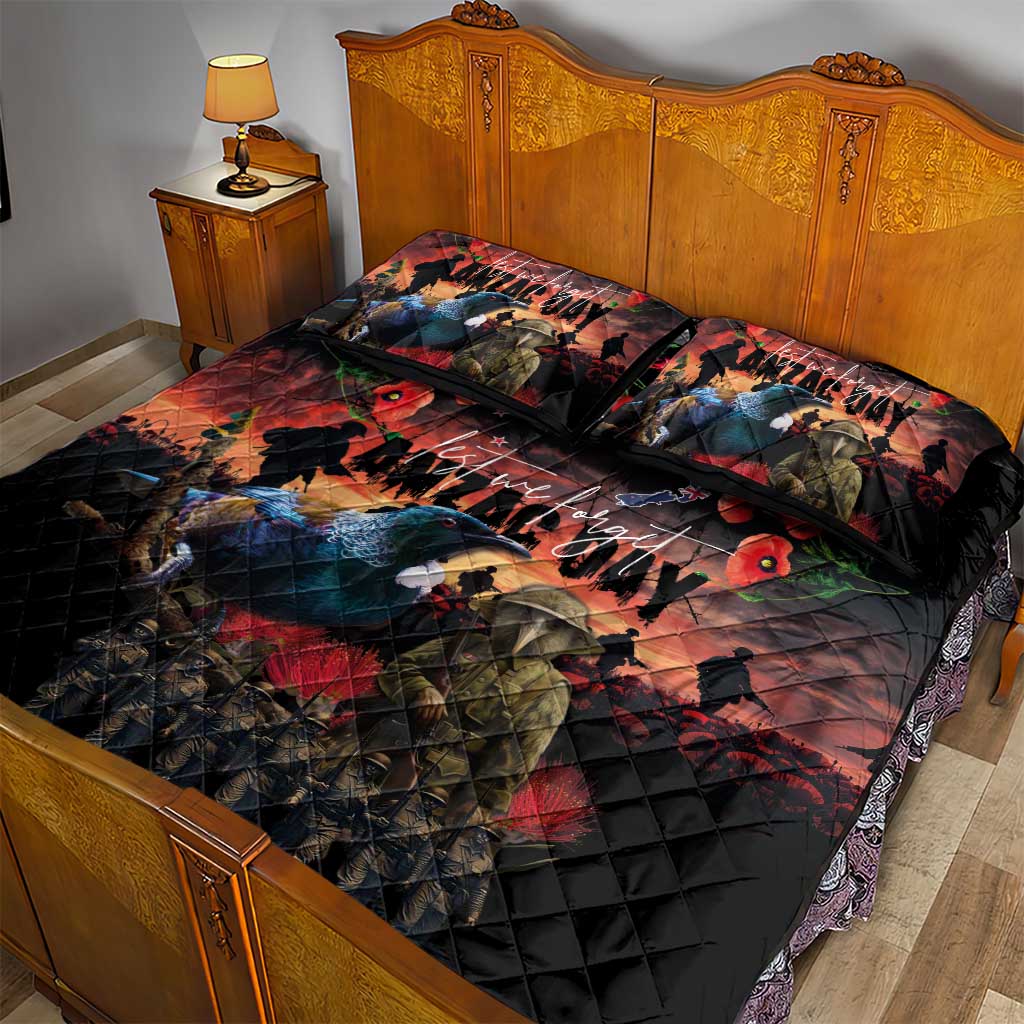 New Zealand ANZAC Day Quilt Bed Set Tui Bird and Kiwi Bird Soldier - Forever in My Thoughts LT03 - Polynesian Pride