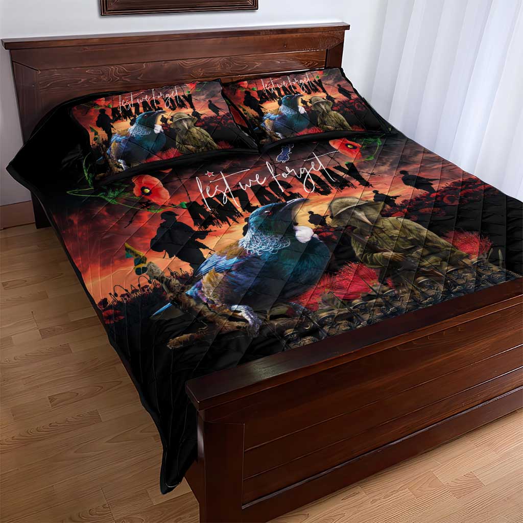 New Zealand ANZAC Day Quilt Bed Set Tui Bird and Kiwi Bird Soldier - Forever in My Thoughts LT03 - Polynesian Pride