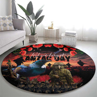 New Zealand ANZAC Day Round Carpet Tui Bird and Kiwi Bird Soldier - Forever in My Thoughts LT03 - Polynesian Pride