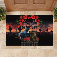 New Zealand ANZAC Day Rubber Doormat Tui Bird and Kiwi Bird Soldier - Forever in My Thoughts LT03 Black - Polynesian Pride