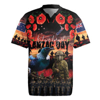 New Zealand ANZAC Day Rugby Jersey Tui Bird and Kiwi Bird Soldier - Forever in My Thoughts LT03 Black - Polynesian Pride