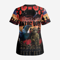 New Zealand ANZAC Day Scrub Top Tui Bird and Kiwi Bird Soldier - Forever in My Thoughts LT03 - Polynesian Pride