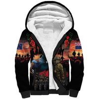 New Zealand ANZAC Day Sherpa Hoodie Tui Bird and Kiwi Bird Soldier - Forever in My Thoughts LT03 Unisex Black - Polynesian Pride