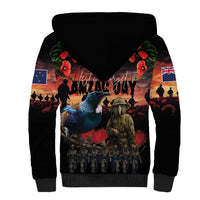 New Zealand ANZAC Day Sherpa Hoodie Tui Bird and Kiwi Bird Soldier - Forever in My Thoughts LT03 - Polynesian Pride