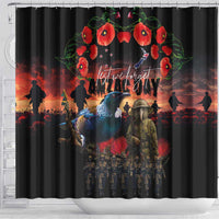New Zealand ANZAC Day Shower Curtain Tui Bird and Kiwi Bird Soldier - Forever in My Thoughts LT03 - Polynesian Pride