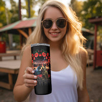 New Zealand ANZAC Day Skinny Tumbler Tui Bird and Kiwi Bird Soldier Forever in My Thoughts LT03 - Polynesian Pride