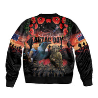 New Zealand ANZAC Day Sleeve Zip Bomber Jacket Tui Bird and Kiwi Bird Soldier - Forever in My Thoughts LT03 - Polynesian Pride