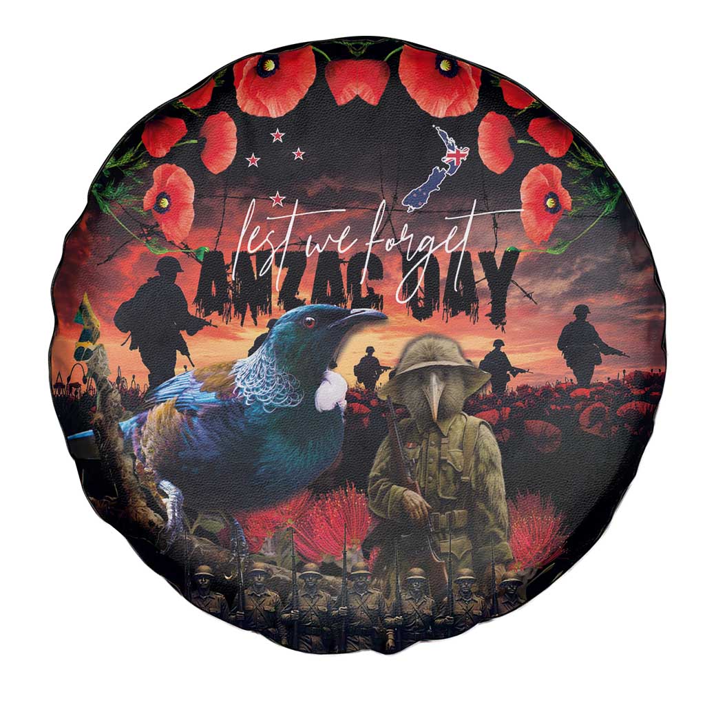 New Zealand ANZAC Day Spare Tire Cover Tui Bird and Kiwi Bird Soldier - Forever in My Thoughts LT03 - Polynesian Pride