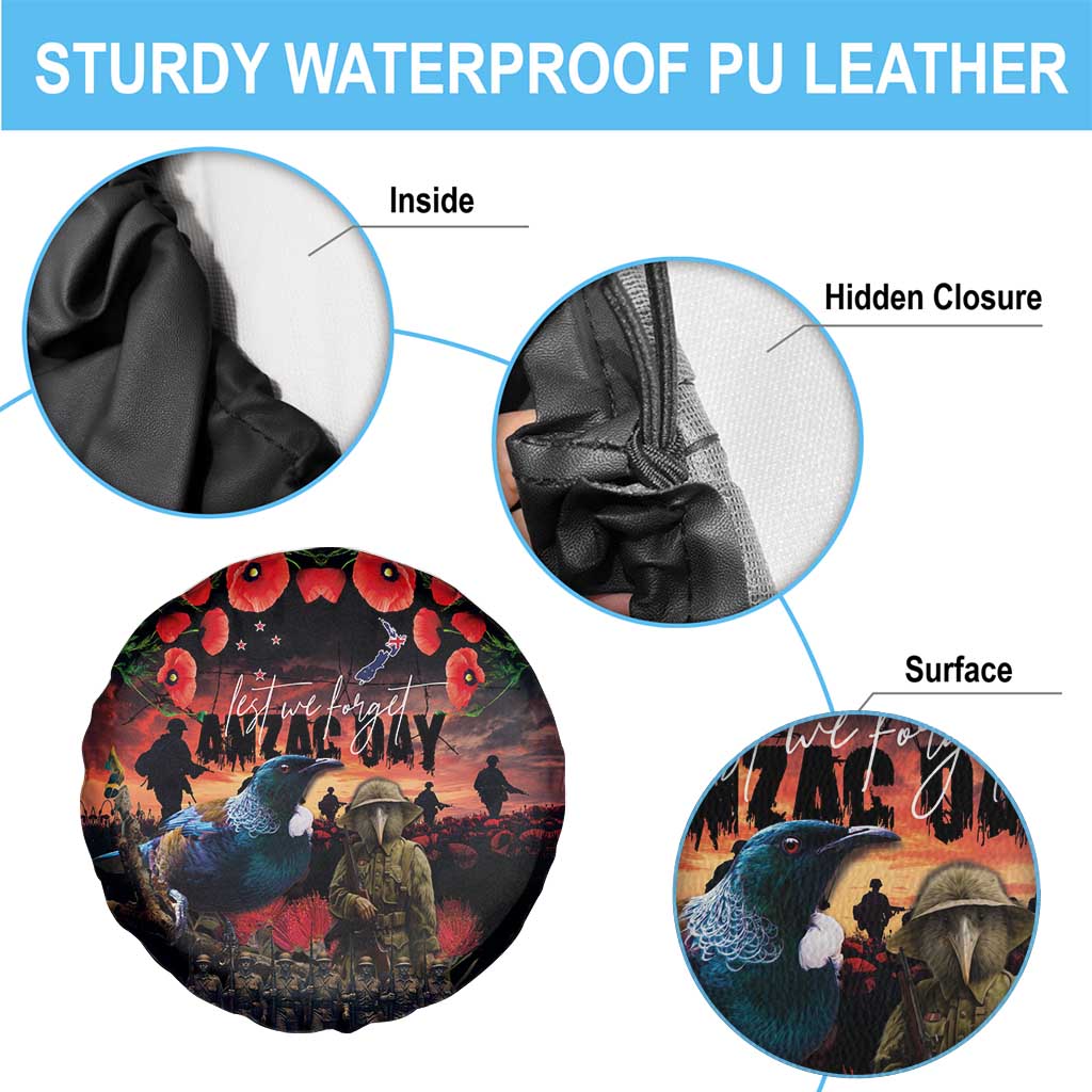 New Zealand ANZAC Day Spare Tire Cover Tui Bird and Kiwi Bird Soldier - Forever in My Thoughts LT03 - Polynesian Pride