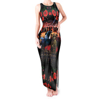 New Zealand ANZAC Day Tank Maxi Dress Tui Bird and Kiwi Bird Soldier - Forever in My Thoughts LT03 Women Black - Polynesian Pride